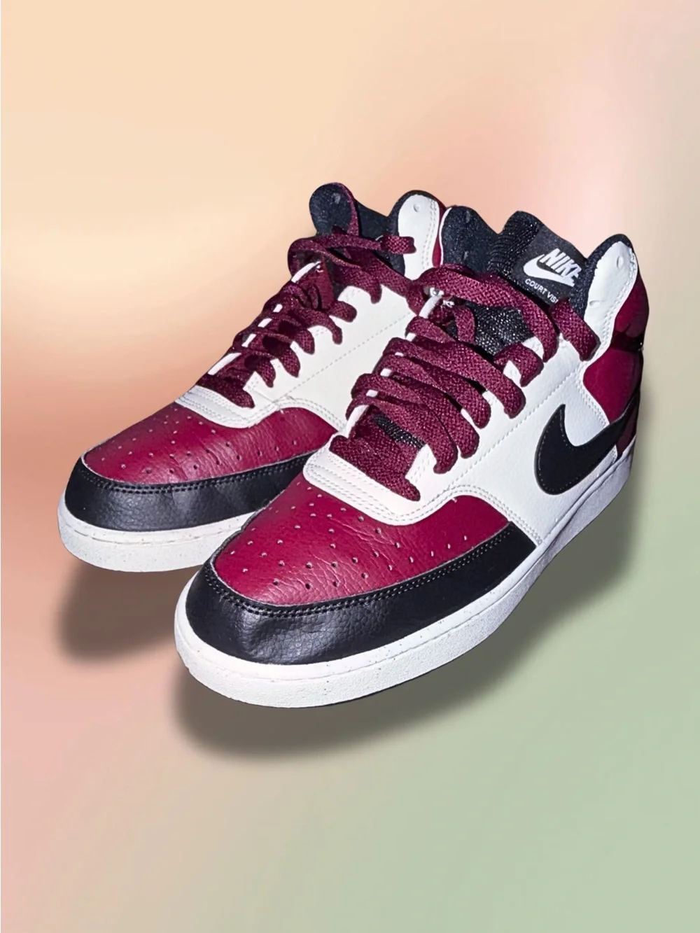 Nike Court Vision Mid Burgundy Black White High Top Sneakers Men’s 8.5